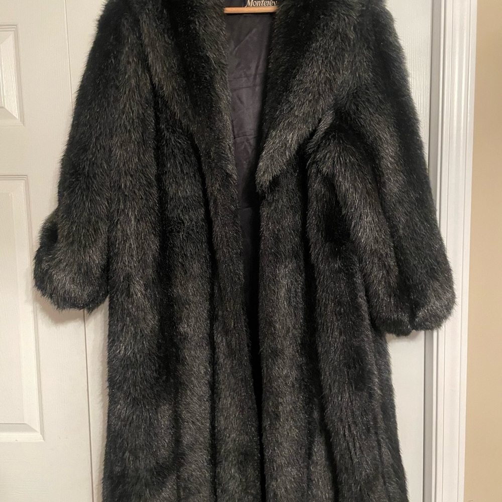 Elegant Black Faux Fur Coat